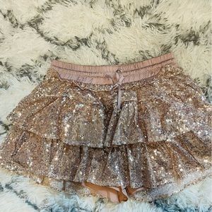 Rose gold sequin skirt